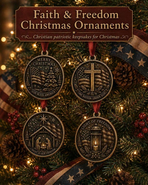 Personalized Christian Patriotic Christmas Ornament 3